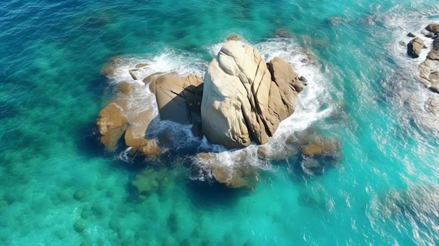 Airborne vede un masso colossale all'interno delle parti dell'oceano Costa tramontante AI Generato