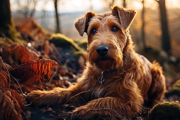 Airedale Terrier su una foto di natura in close-up Ai arte generativa