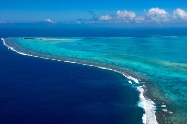 Aitutaki Polinesia Cook Island vista aerea dall'aereo