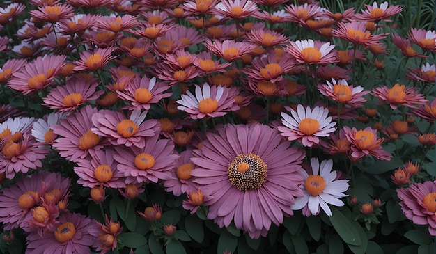 aiuola con fiori viola e arancioni