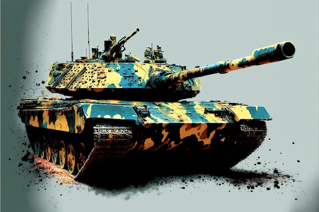 Aiuti militari all'esercito ucraino Piano europeo per la fornitura di carri armati della NATO carri armati di battaglia moderni nei colori giallo e blu