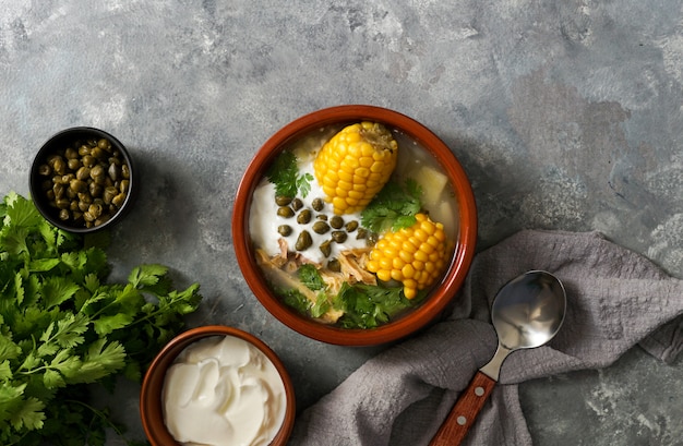 Ajiaco Colombiano. zuppa di patate comune in Colombia, Cuba e Perù. America latina