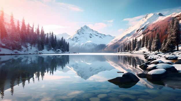 Al est del lago ci sono bellissime montagne.