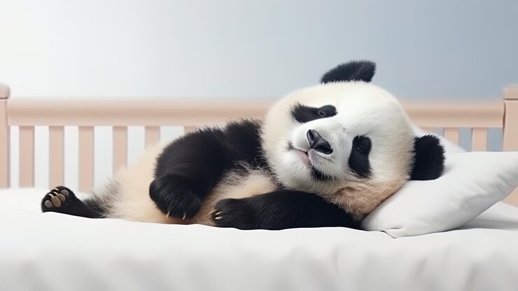 Al panda piace dormire sorridendo.