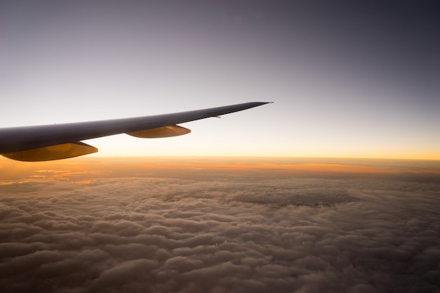 Ala dell'aeroplano in volo dalla finestra