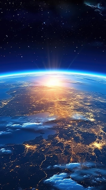 alba blu vista della terra dallo spazio