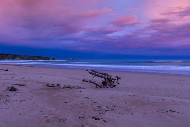 Alba colorata nel parco naturale delle dune di Liencres spagna