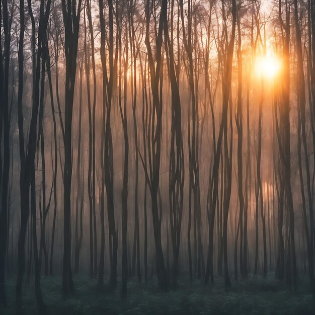 alba nella foresta alba nella foresta con albero bellissima natura