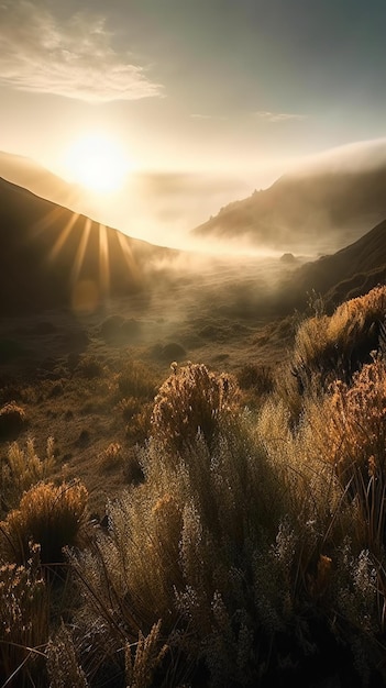 Alba sopra la carta da parati delle montagne