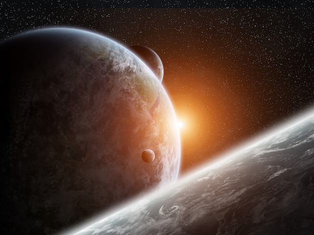 Alba sul pianeta Terra nello spazio
