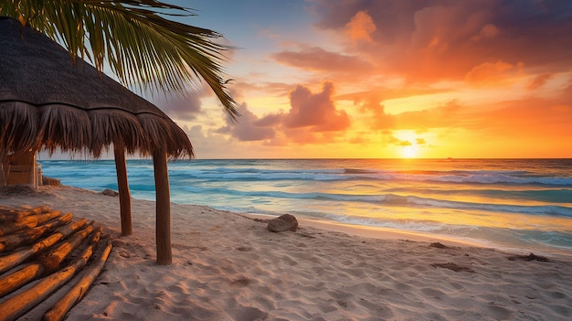 alba sulla spiaggia a cancun in messico