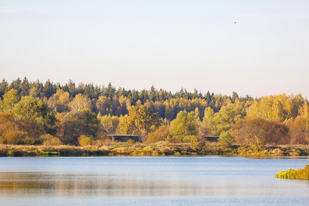 Alberi colorati d'autunno fortezza sul lungomare