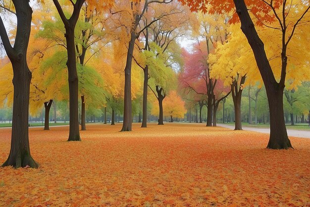 alberi con foglie multicolori nel parco