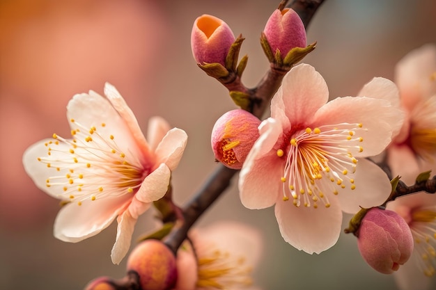 Alberi di ciliegio Fiori primaverili Alberi in fiore rosa AI generativa