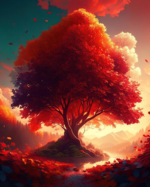 Alberi e foglie cambiano colore in toni caldi come il rosso, l'arancio e l'oro