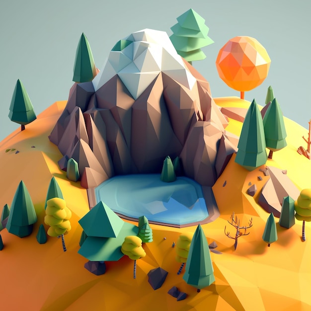 Alberi e isola geometrici low poly