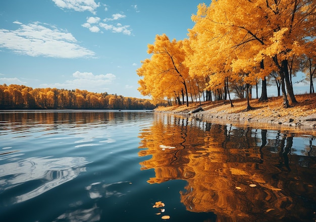 alberi gialli brillanti nell'acqua