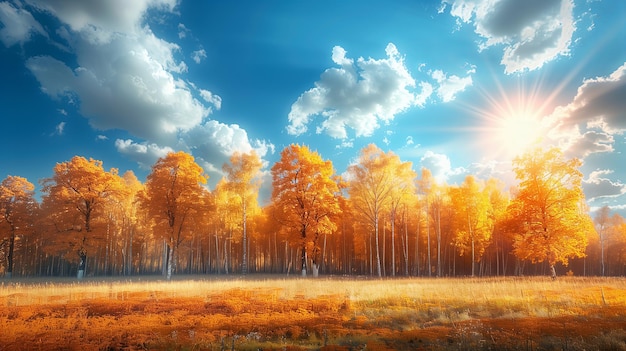 Alberi gialli e arancioni Paesaggio naturale autunnale