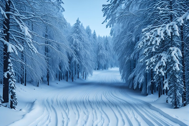 alberi innevati nella foresta