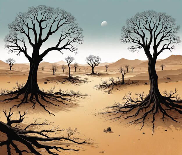 alberi morti nel deserto