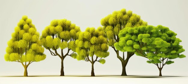 Alberi quadrati verdi con tronco e rami perfetti per il tuo giardino