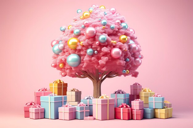 Albero 3D con scatole regalo