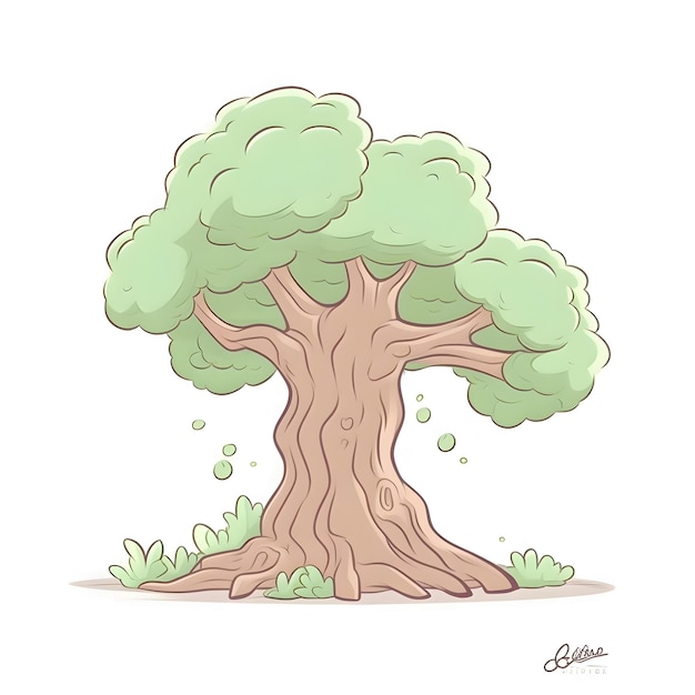 Albero a cartoni animati Illustrazione vettoriale Isolata su sfondo bianco