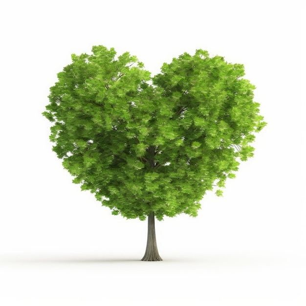 Albero a forma di cuore verde Illustrazione AI GenerativexA