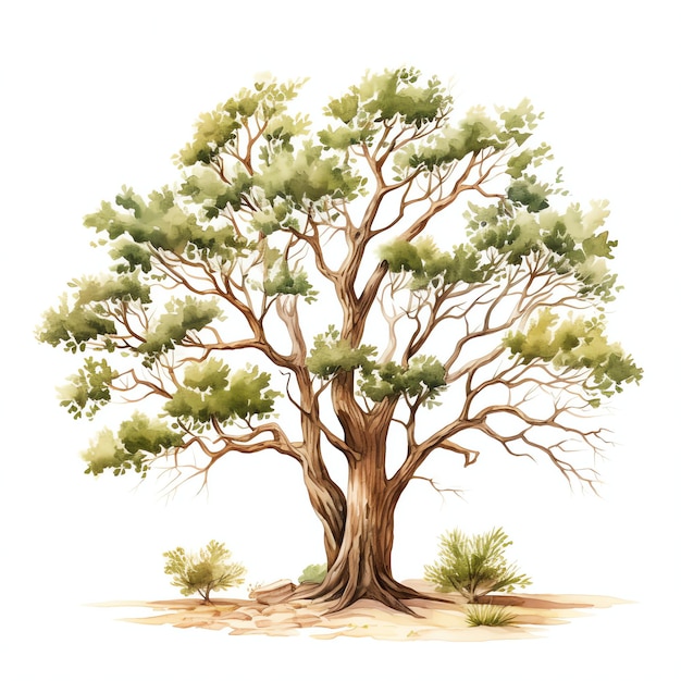 albero acquerello western wild west cowboy deserto illustrazione clipart