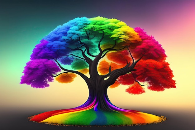 Albero arcobaleno colorato