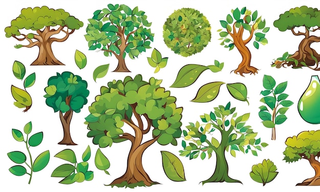 Albero con foglie che sono un mix di interconnessione verde di tutta la vita sulla Terra adesivo