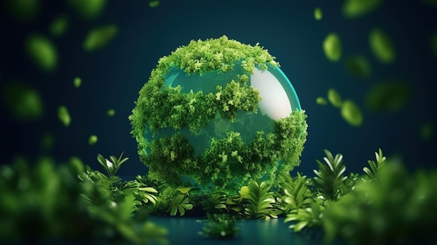 Albero crescente su Green Globe in mano umana Ai generativo