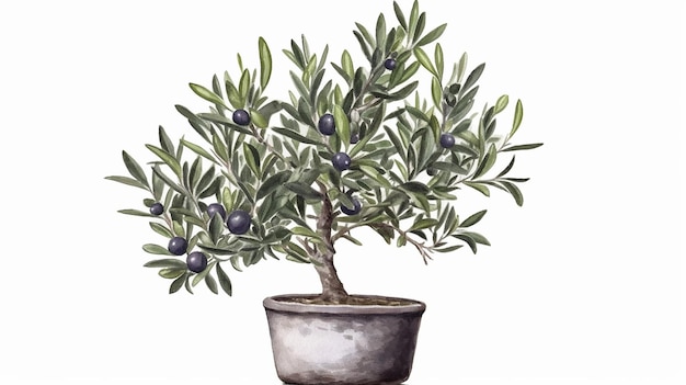 Albero d'oliva in pentola Acquerello