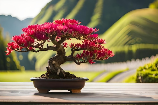 Albero dei bonsai su un tavolo di legno