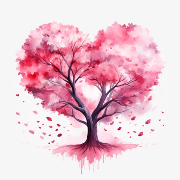 albero di amore dell'acquerello