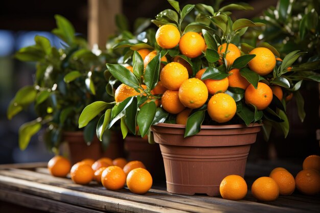 albero di arancio in una pentola fotografia professionale di cibo pubblicitario