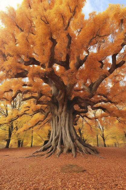 Albero di autunno nel primo piano del parco Sfondo della natura