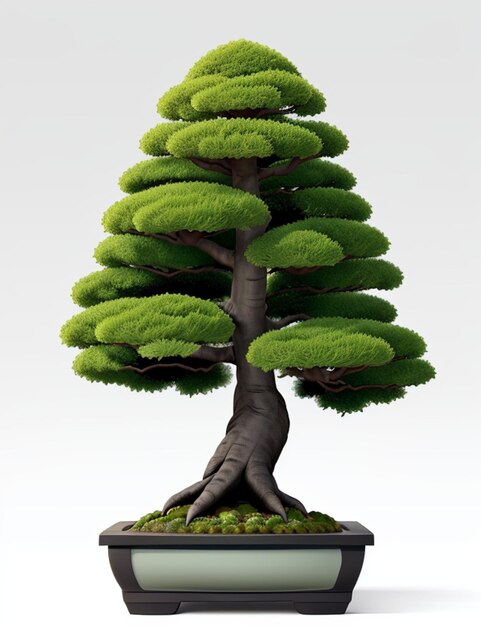 Albero di bonsai in vaso su sfondo bianco