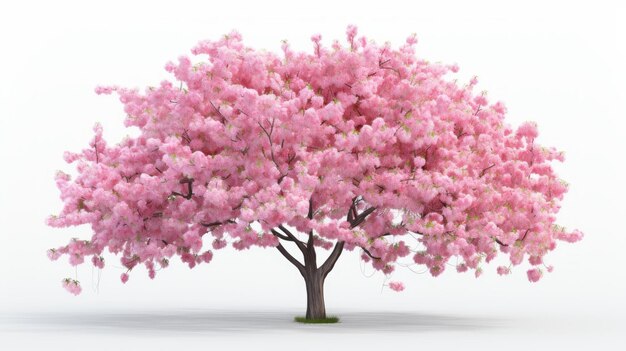 Albero di fiori di ciliegio isolato su sfondo bianco