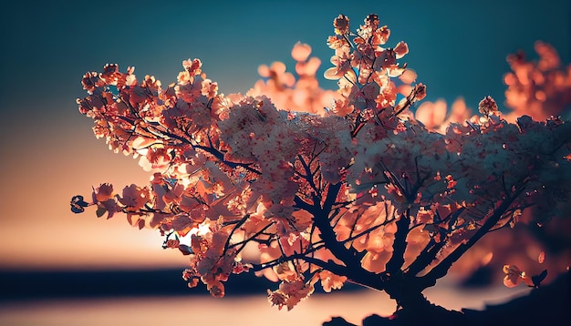 Albero di fiori di ciliegio primavera Ai generato