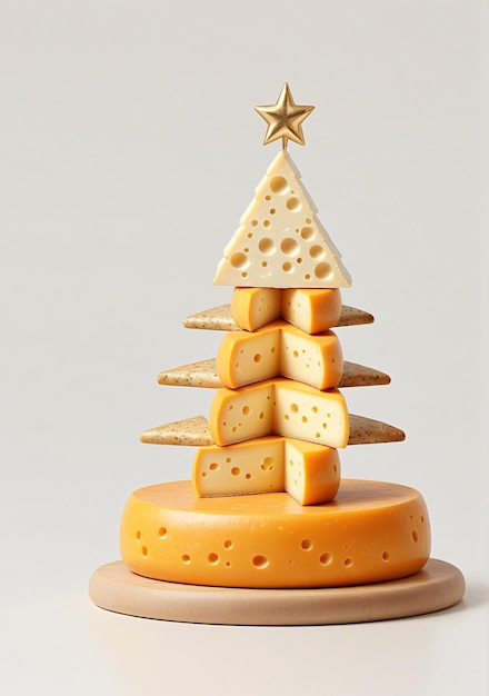 Albero di formaggio di Natale isolato su uno sfondo bianco