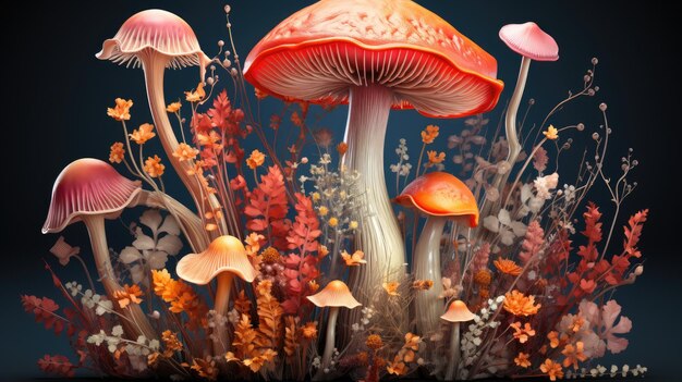 Albero di funghi in acqua HD 8K carta da parati Immagine fotografica
