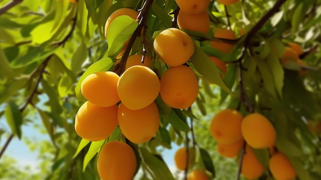 Albero di mango con frutti maturi