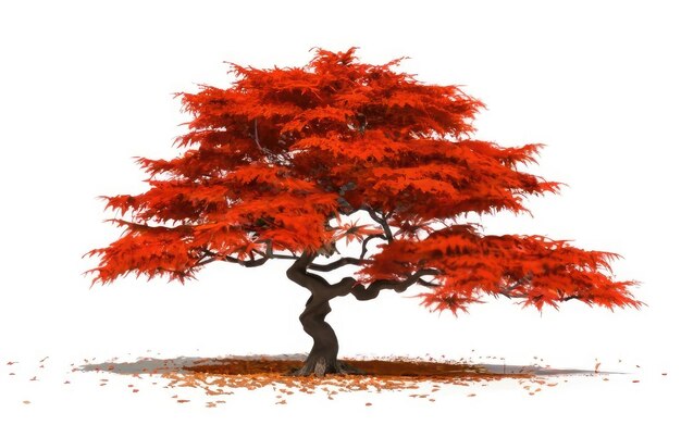 Albero di mele verde pieno di mele rosse su uno sfondo bianco isolato