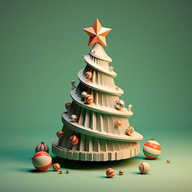 Albero di Natale 3d con decorazione