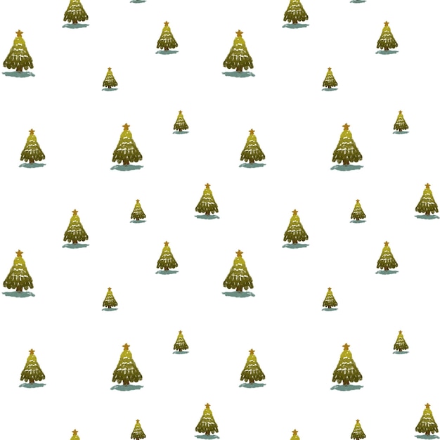 Albero di Natale Capodanno modello semplice carino Un'illustrazione digitale Trama disegnata a mano e isolato