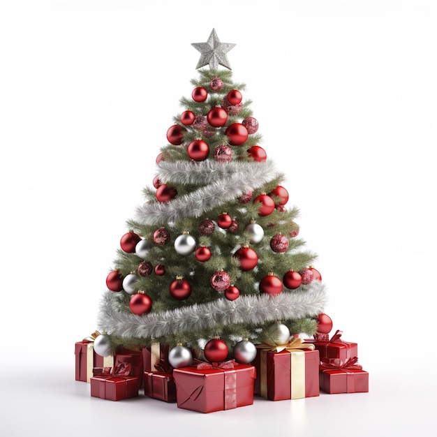 Albero di Natale con confezione regalo su sfondo pastello spazio copia