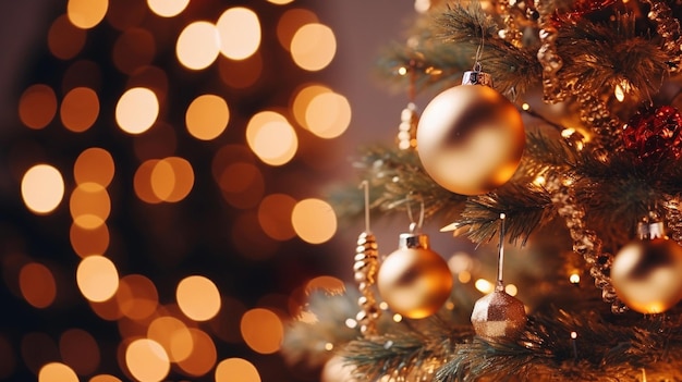 Albero di Natale con decorazioni d'oro