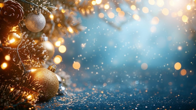 Albero di Natale con ornamenti d'oro e d'argento