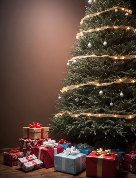 albero di Natale con regali felicità per il nuovo anno